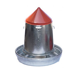 Silo D'alimentation Galvanisé. Contenance 9 Litres. Ø 33 Cm. Pour Volailles. - Vadigran - Va-17489