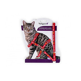 Harnais Avec Laisse 1.20m. Kitty Cat Rouge. Pour Chaton. - Vadigran - Va-16594