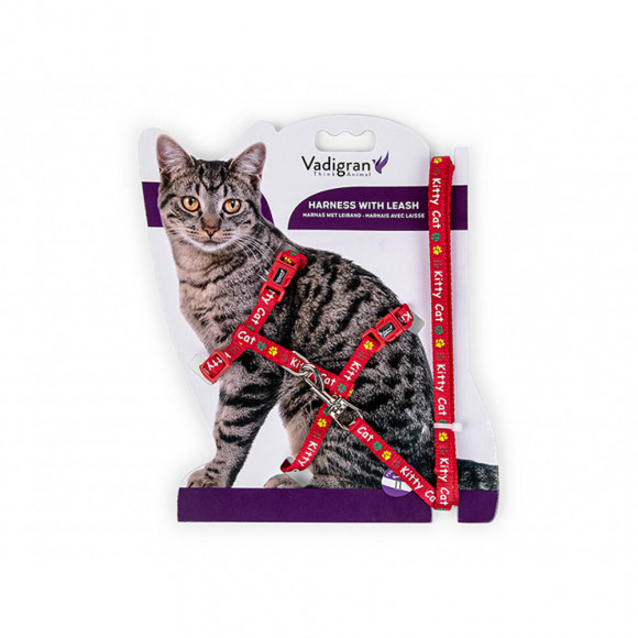 Harnais Avec Laisse 1.20m. Kitty Cat Rouge. Pour Chaton. - Vadigran - Va-16594