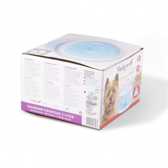 Fontaine A Eau 3 Litres. Bleu Transparent. Pour Chat Ou Chien. - Vadigran - Va-13758