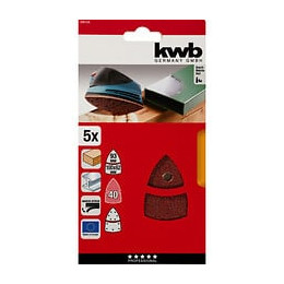 5 Abrasifs Multi-ponceuses 100x62x93mm Gr 120 Système Velcro Kwb
