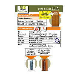 Promo -porte D Entree Modele 'elia' 215x90 Poussant Gauche   Vendue Avec Poignee Et Barillet