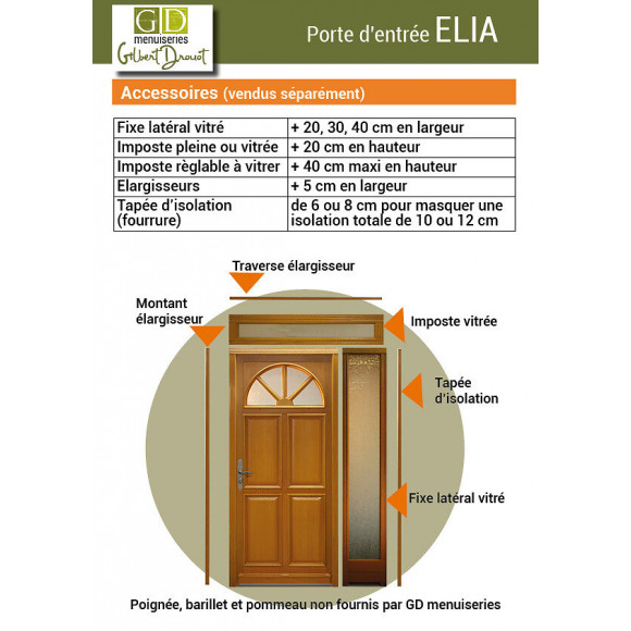 Promo -porte D Entree Modele 'elia' 215x90 Poussant Gauche   Vendue Avec Poignee Et Barillet