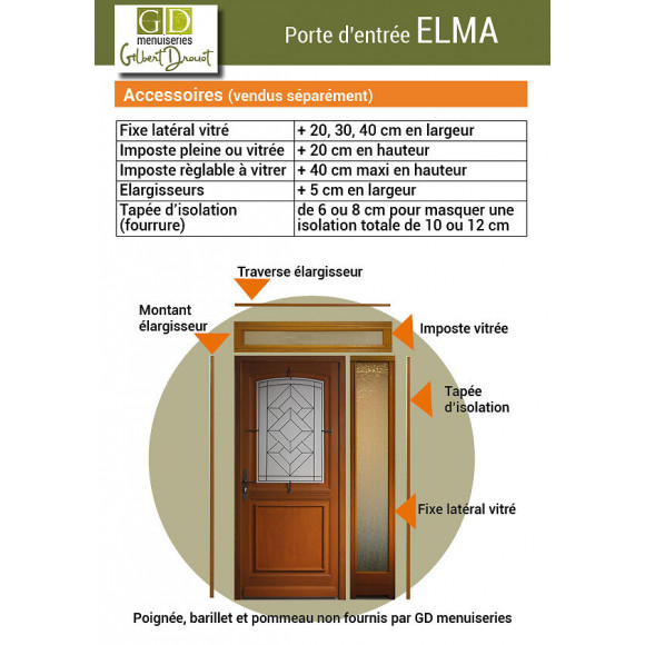Porte D Entree  Modele 'elma' 215x90 Poussant Droite  Cote Tableau