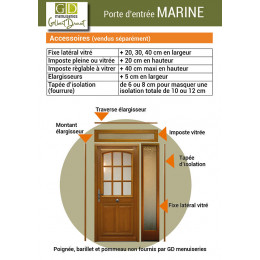 Porte D' Entree Bois Exo Modele 'marine' 215x90 Pousant Gauche