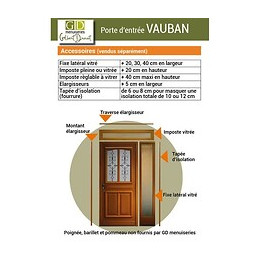 Porte D Entree  Modele Vauban - 215 X 80 Poussant Droite  (cotes Tableau)