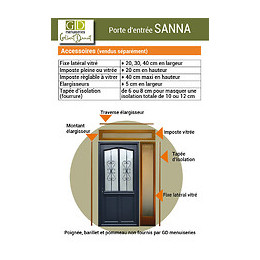 Porte D' Entree Bois Exo Modele 'sanna' 215x90 Pousant Droite Cote Tableau