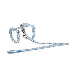 Harnais + Laisse 120 Cm. Écossais Bleu. Réglable. Pour Chat. - Vadigran - Va-16591