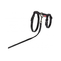 Harnais Avec Laisse 1.20m. Couleur Noir.  Pour Les Grands Chats. - Vadigran - Va-16606