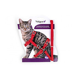 Harnais Avec Laisse 1.20m. Classic. Rouge. Pour Chat. - Vadigran - Va-16604