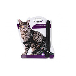 Harnais Avec Laisse 1.20m .classic. Noir. Pour Chat. - Vadigran - Va-16603