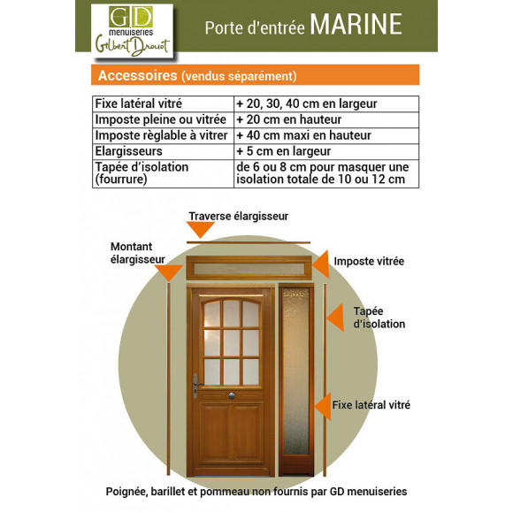 Porte D' Entree Bois Exo Modele 'marine' 200x90 Pousant Gauche