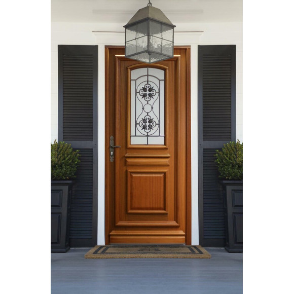 Porte D' Entree Bois Exo Modele 'tahi 4' 215x90 Poussant Gauche