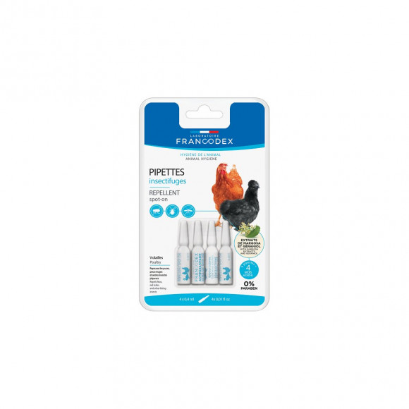 Pipettes Insectifuges Pour Poules, Oies Et Canards 4 Pipettes - Francodex - Fr-174220