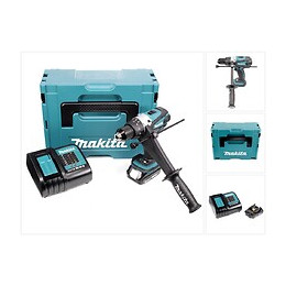 Makita Dhp 458 Perceuse Visseuse À Percussion Sans Fil 18v 91nm + 1x Batterie 2,0ah + Chargeur + Coffret Makpac 2 + Insert.