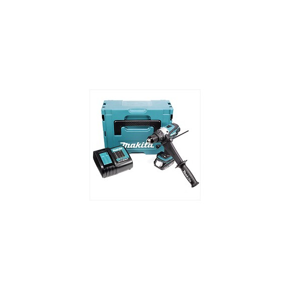 Makita Dhp 458 Perceuse Visseuse À Percussion Sans Fil 18v 91nm + 1x Batterie 2,0ah + Chargeur + Coffret Makpac 2 + Insert.