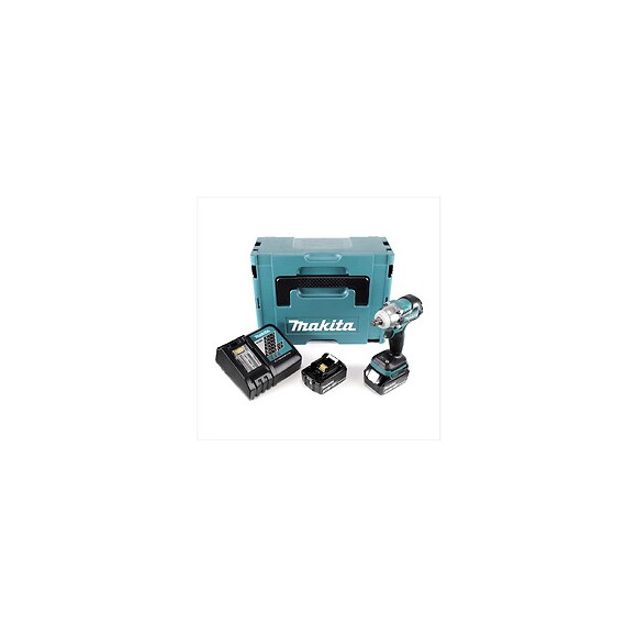 Makita Dtw 285 Rfj 18 V Li-ion Boulonneuse À Chocs Sans Fil Avec Boîtier Makpac + 2x Batteries Bl 1830 3,0 Ah + Chargeur Rapi