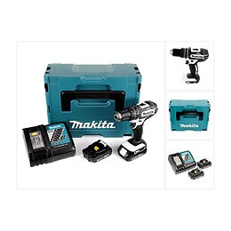 Makita Dhp 482 W - 18 V Li-ion Perceuse Visseuse À Percussion Sans Fil Avec Boîtier Makpac + 2x Bl1820 2,0ah Batteries + Dc 1