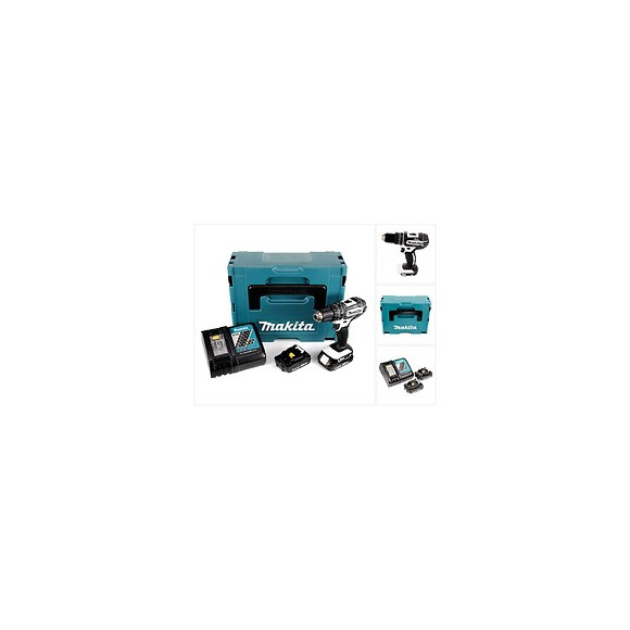 Makita Dhp 482 W - 18 V Li-ion Perceuse Visseuse À Percussion Sans Fil Avec Boîtier Makpac + 2x Bl1820 2,0ah Batteries + Dc 1