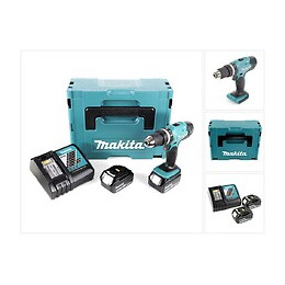 Makita Dhp 453 Rfj 18 V Perceuse Visseuse À Percussion Sans Fil Avec Boîtier Makpac + 2x Batteries Bl 1830 3,0 Ah + Chargeur 