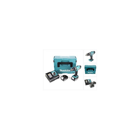 Makita Dhp 453 Rfj 18 V Perceuse Visseuse À Percussion Sans Fil Avec Boîtier Makpac + 2x Batteries Bl 1830 3,0 Ah + Chargeur 