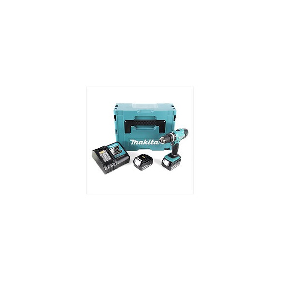 Makita Dhp 453 Rfj 18 V Perceuse Visseuse À Percussion Sans Fil Avec Boîtier Makpac + 2x Batteries Bl 1830 3,0 Ah + Chargeur 