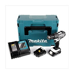 Makita Dhp 482 W - 18 V Li-ion Perceuse Visseuse À Percussion Sans Fil Avec Boîtier Makpac + 2x Bl1820 2,0ah Batteries + Dc 1