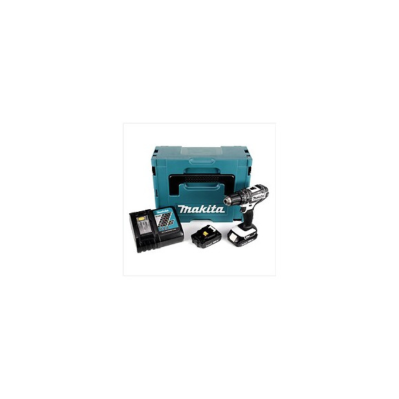 Makita Dhp 482 W - 18 V Li-ion Perceuse Visseuse À Percussion Sans Fil Avec Boîtier Makpac + 2x Bl1820 2,0ah Batteries + Dc 1