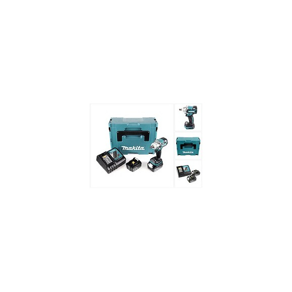 Makita Dtw 285 Rfj 18 V Li-ion Boulonneuse À Chocs Sans Fil Avec Boîtier Makpac + 2x Batteries Bl 1830 3,0 Ah + Chargeur Rapi