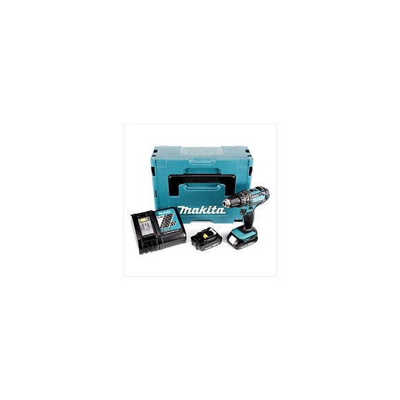 Makita Dhp 482 - 18 V Li-ion Perceuse Visseuse À Percussion Sans Fil Avec Boîtier Makpac + 2x Batteries Bl 1820 2,0 Ah + Char