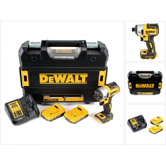 Dewalt Dcf 887 Visseuse À Chocs Sans Fil 18 V Brushless Avec Mandrin De 1/4" + Boîtier Tstak + 2x Batteries 2 Ah + Chargeur