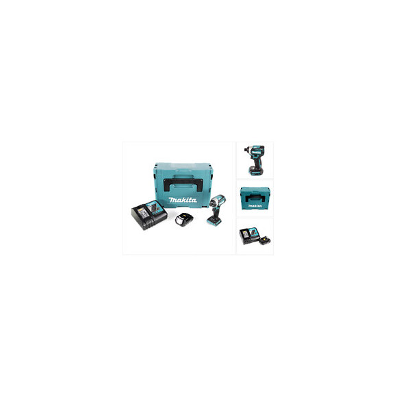Makita Dtd 154 Ry1j 18 V Li-ion Visseuse À Chocs Sans Fil Avec Boîtier Makpac + 1x Batterie Bl1820 2,0 Ah + Chargeur Rapide D