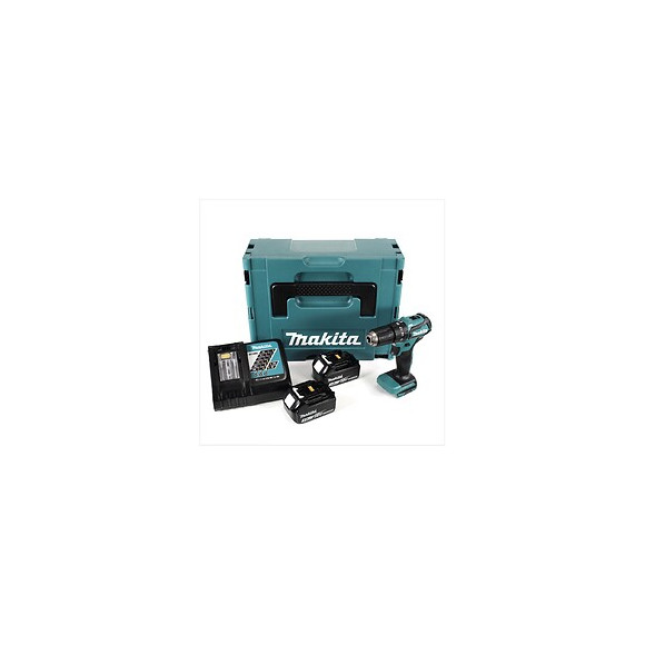 Makita Dhp 483 Rfj 18 V Li-ion Perceuse Visseuse À Percussion Sans Fil 18 V Brushless En Coffret Makpac + 2x Batteries Bl 1830