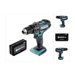 Makita Dhp 482 Z 18 V  Perceuse Visseuse À Percussion Sans Fil + 31 Pièces De Forets Cylindriques Pour Bois, Acier, Béton Wi