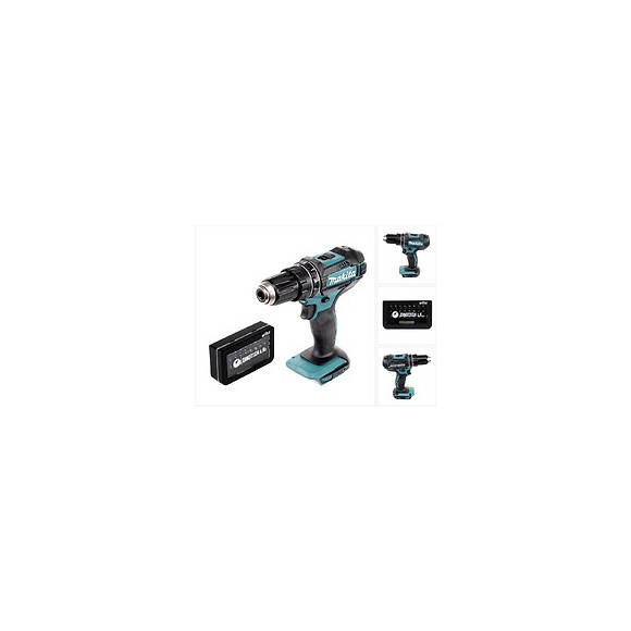Makita Dhp 482 Z 18 V  Perceuse Visseuse À Percussion Sans Fil + 31 Pièces De Forets Cylindriques Pour Bois, Acier, Béton Wi