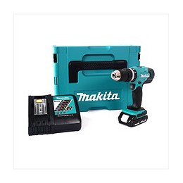 Makita Dhp 453 Y1j-p Perceuse Visseuse À Percussion Sans Fil 18v 42nm + 1x Batterie 2 Ah + Chargeur + Coffret Makpac