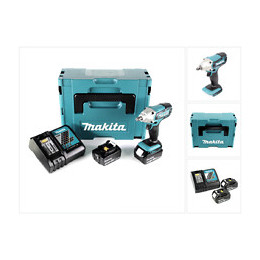 Makita Dtw 190 Rfj 18v Li-ion Boulonneuse À Chocs Sans Fil Avec Boîtier Makpac + 2x Batteries Bl 1830 3,0 Ah + Chargeur Rapid