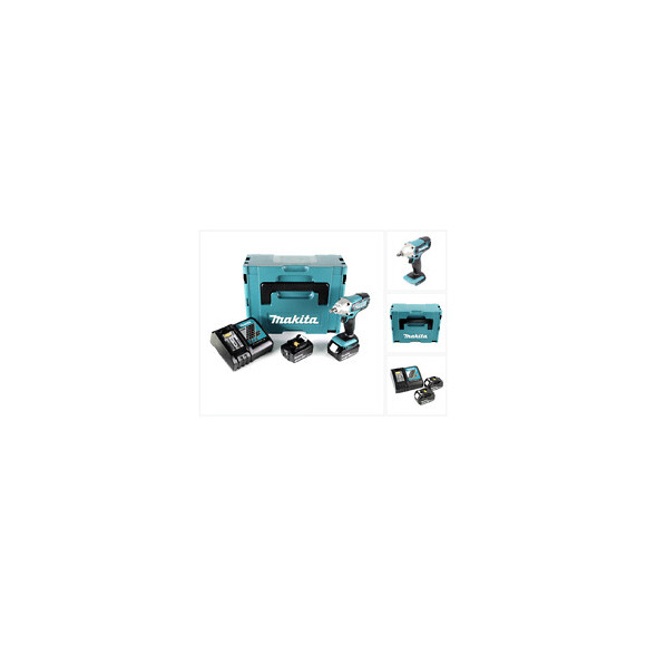 Makita Dtw 190 Rfj 18v Li-ion Boulonneuse À Chocs Sans Fil Avec Boîtier Makpac + 2x Batteries Bl 1830 3,0 Ah + Chargeur Rapid