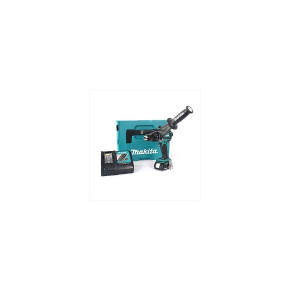 Makita Dhp 458 Ry1j Perceuse Visseuse À Percussion Sans Fil 18v 91nm + 1x Batterie 2,0ah + Chargeur + Coffret Makpac