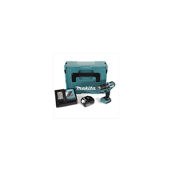 Makita Dhp 483 Rf1j 18 V Li-ion Perceuse Visseuse À Percussion Sans Fil 18 V Brushless En Coffret Makpac + 1x Batterie Bl 1830