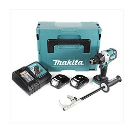 Makita Dhp 481 Ryj 18v Perceuse Visseuse À Percussion Sans Fil Brushless 115 Nm Avec Boîtier Makpac + 2x Batteries 2ah Li-ion
