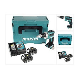 Makita Dfs 250 Rfj 18 V Visseuse Pour Cloisons Sèches Sans Fil Avec Coffret De Transport Makpac + 2x Batteries 3,0 Ah + Charge