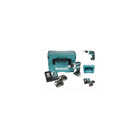 Makita Dfs 250 Rfj 18 V Visseuse Pour Cloisons Sèches Sans Fil Avec Coffret De Transport Makpac + 2x Batteries 3,0 Ah + Charge