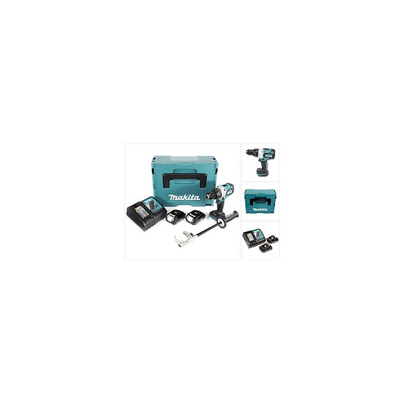 Makita Dhp 481 Ryj 18v Perceuse Visseuse À Percussion Sans Fil Brushless 115 Nm Avec Boîtier Makpac + 2x Batteries 2ah Li-ion