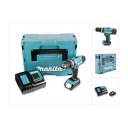 Makita Dhp 453 Perceuse Visseuse À Percussion Sans Fil 18v, 42nm, + 1x Batterie 2 Ah + Chargeur + Makpac 2