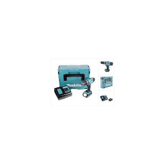 Makita Dhp 453 Perceuse Visseuse À Percussion Sans Fil 18v, 42nm, + 1x Batterie 2 Ah + Chargeur + Makpac 2