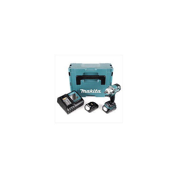 Makita Dtw 285 Y1j-p 18 V Li-ion Boulonneuse À Chocs Sans Fil Avec Boîtier Makpac 2 + 2x Batteries Bl 1820 2,0 Ah + Chargeur 
