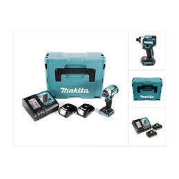Makita Dtd 154 Ryj 18 V Li-ion Visseuse À Chocs Sans Fil Avec Boîtier Makpac + 2x Batteries Bl1820 2,0 Ah + Chargeur Rapide D