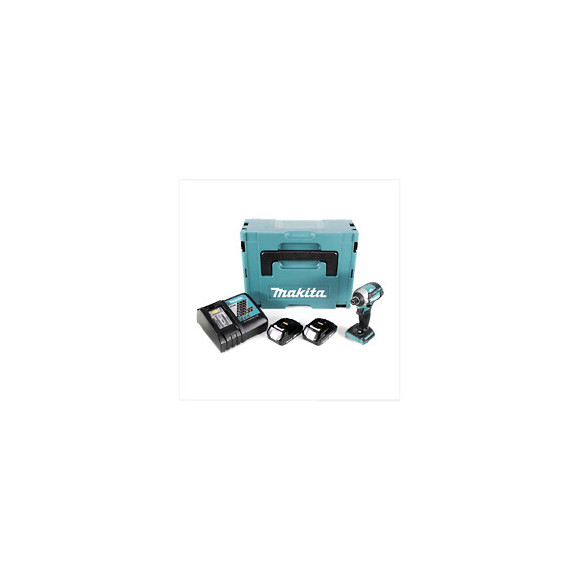 Makita Dtd 154 Ryj 18 V Li-ion Visseuse À Chocs Sans Fil Avec Boîtier Makpac + 2x Batteries Bl1820 2,0 Ah + Chargeur Rapide D
