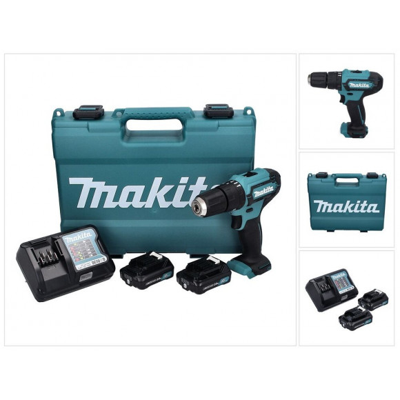 Makita Hp 333 Dwae  Perceuse-visseuse À Percussion  12 V 30 Nm + 2x Batteries 2,0 Ah + Chargeur + Coffret
